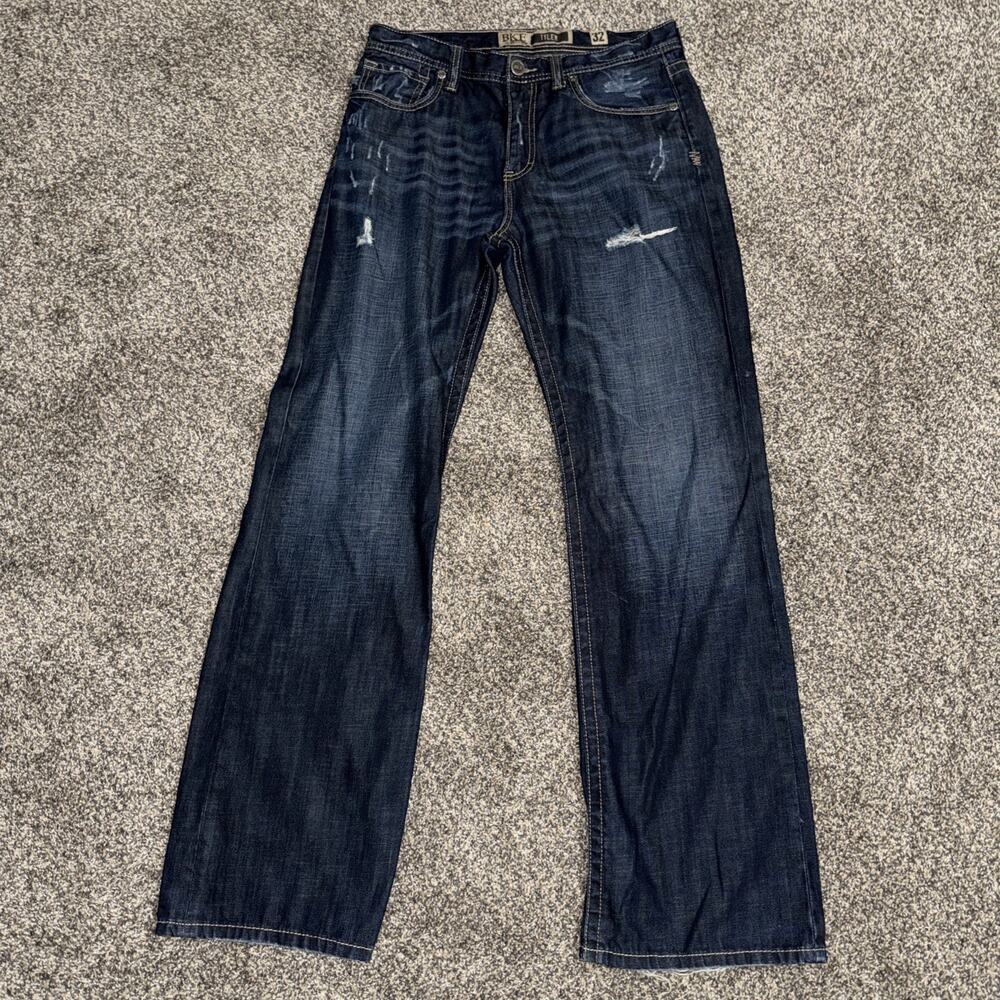 BUCKLE BKE Tyler Straight Leg Denim Jeans 32R Grunge Thick Stitch 32x32 Read